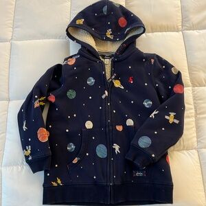 Joules size 8 space theme navy fleece lined sweatshirt, full zip